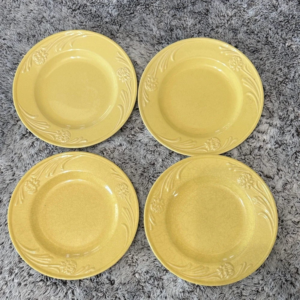 Lenox Poppies Rainbow Yellow Set of 4 Salad Lunch Plates 8.4
